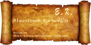 Blazsicsek Kurszán névjegykártya